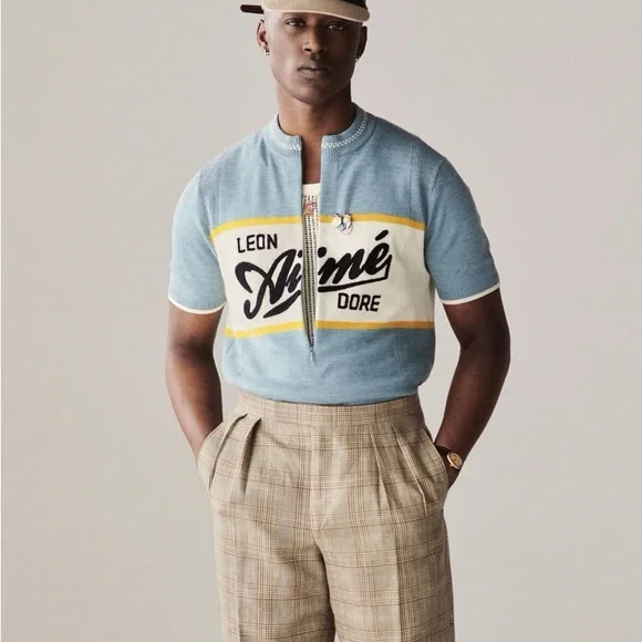 NWT Aime Leon Dore Blue and White Polo Shirt Cycling Jersewith